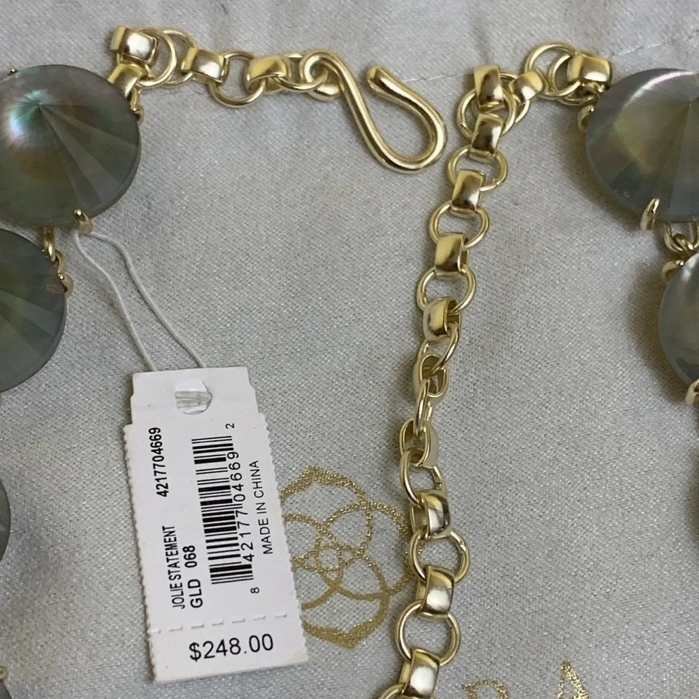 Kendra Scott NWT Jolie Gray Illusion 14K Gold-Plated Statement Necklace +Pouch
